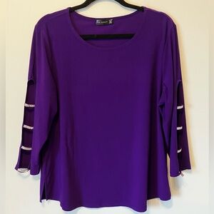 Love Scarlett Purple Rhinestone Sleeve Blouse Womens XL